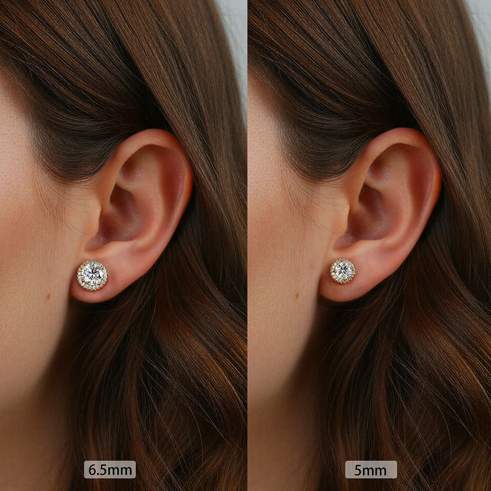 VVS Moissanite Halo Studs (Solid 925 Silver)