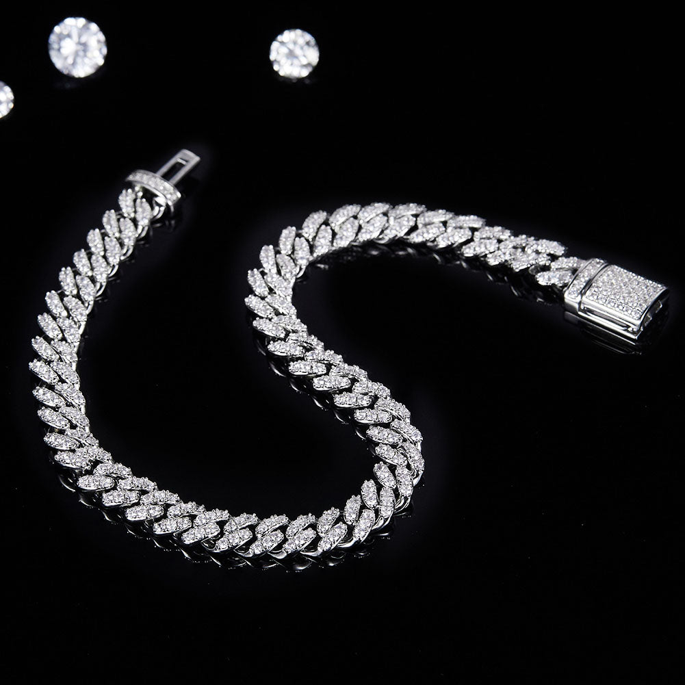 VVS Moissanite Cuban Link Chain (Solid 925 Silver)