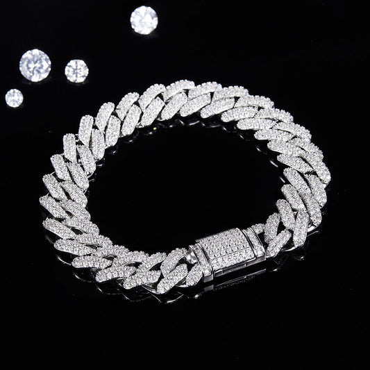 VVS Moissanite Cuban Link Bracelet (Solid 925 Silver)