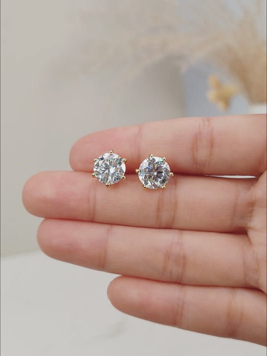 VVS Moissanite Classic Round Studs (Solid 925 Silver)